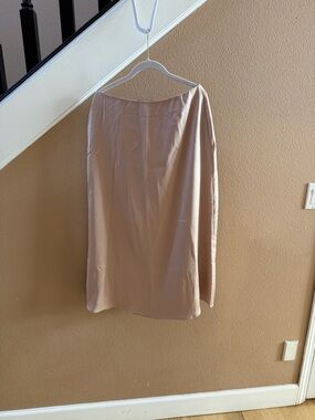 French Connection Midi Slip Skirt in Light Beige